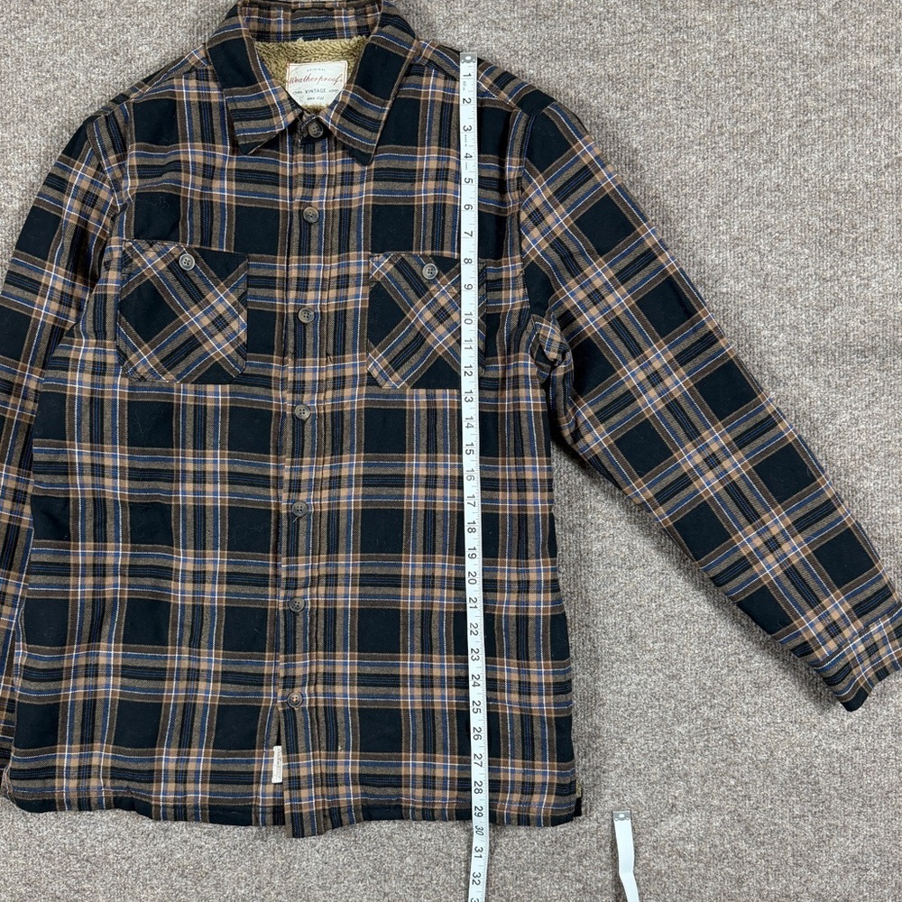 Weatherproof Plaid Fleece Sherpa Fur Lined Button Up Shirt Jacket Mens M Shacket - Picture 10 of 13